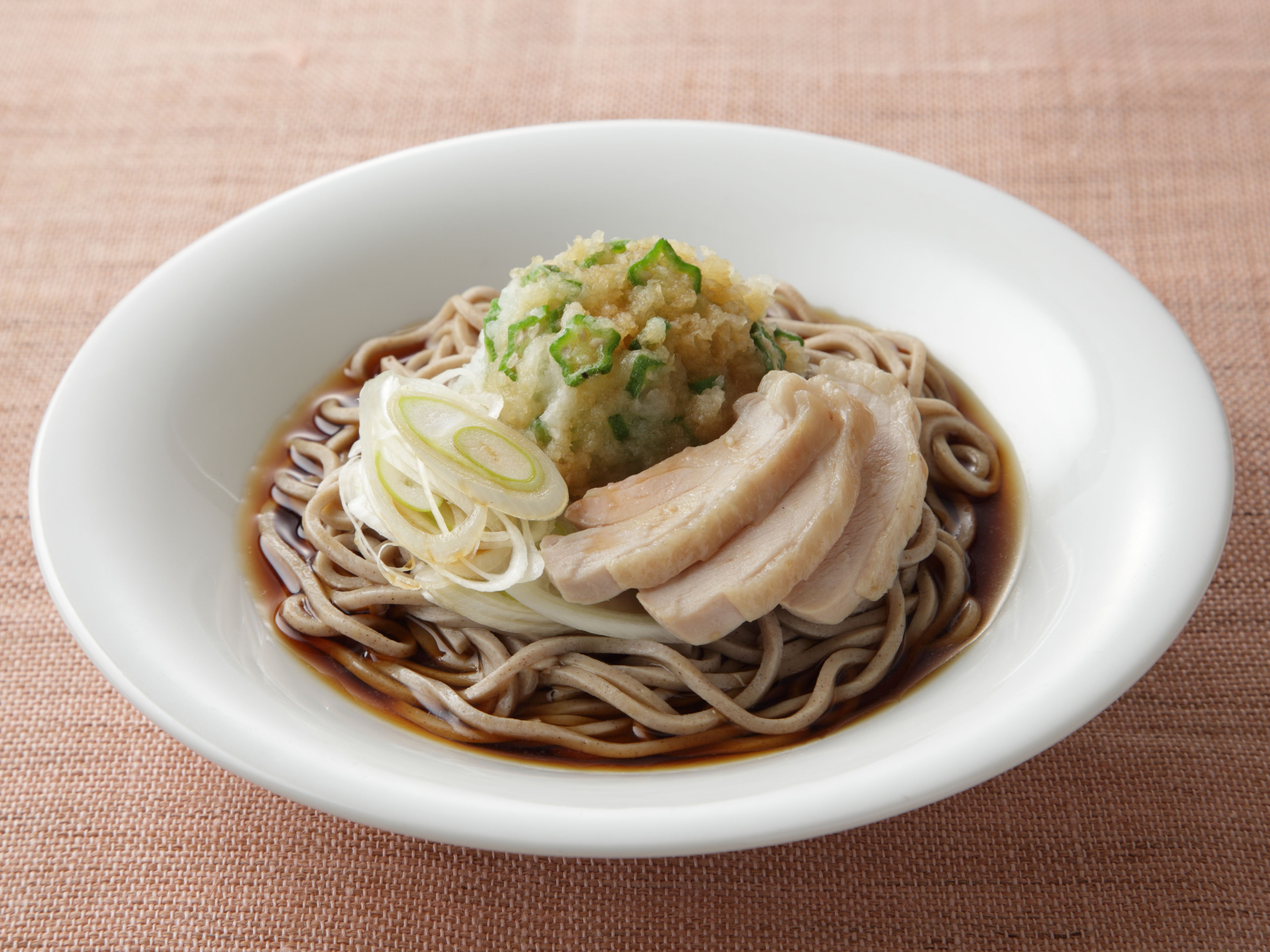 蒸し鶏のオクラおろしそば