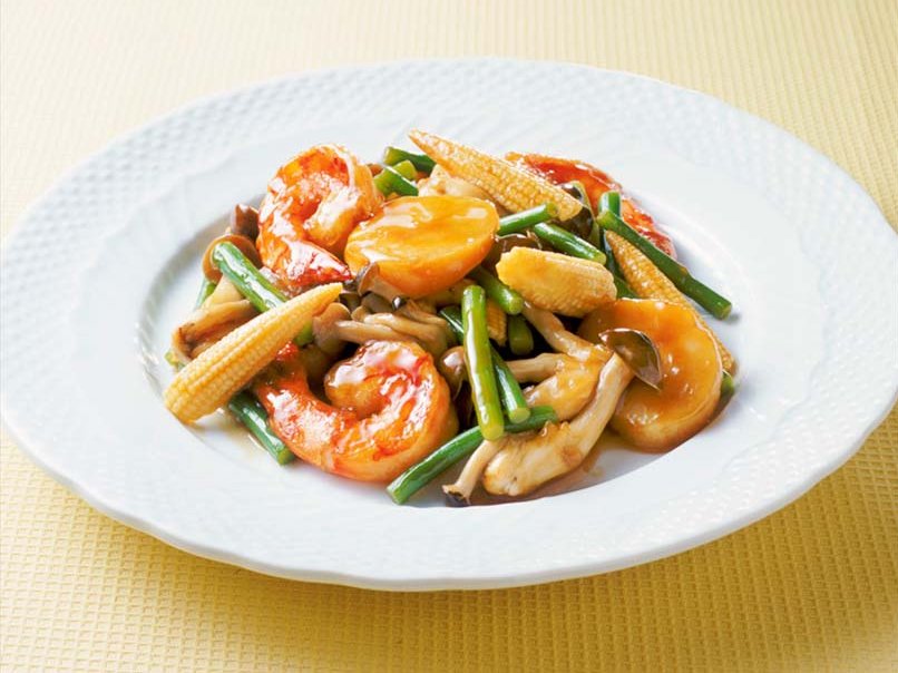 海鮮のにんにく甘酢いため