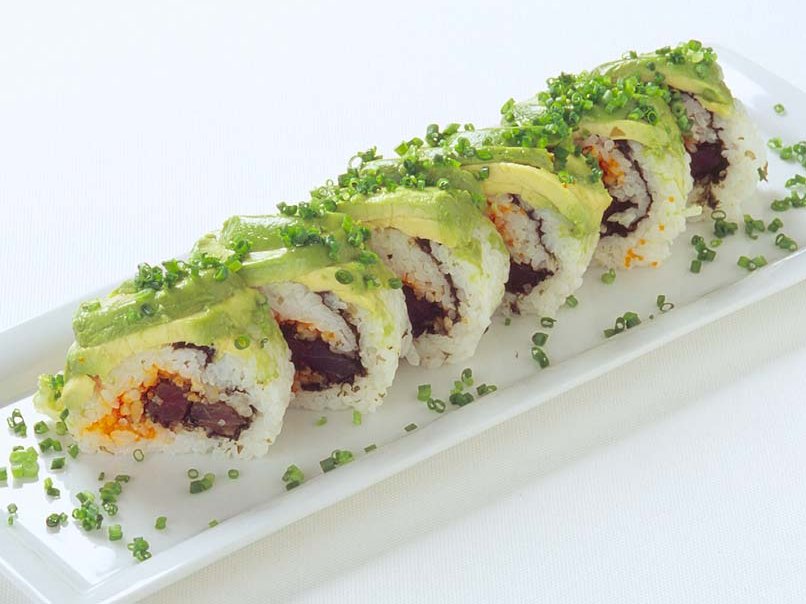 米酢に漬け込んだｱﾎﾞｶﾄﾞとﾄﾋﾞっこの五穀ﾛｰﾙSUSHI