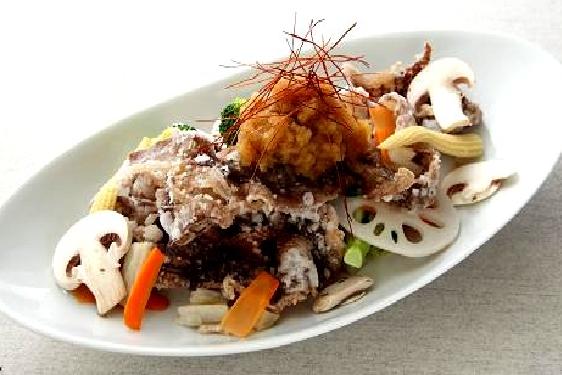 牛肉と野菜のおろしぽん酢柚子こしょう風味