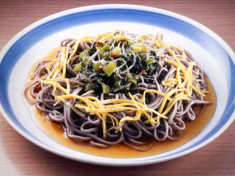野沢菜とじゃこの和風そば（冷製）