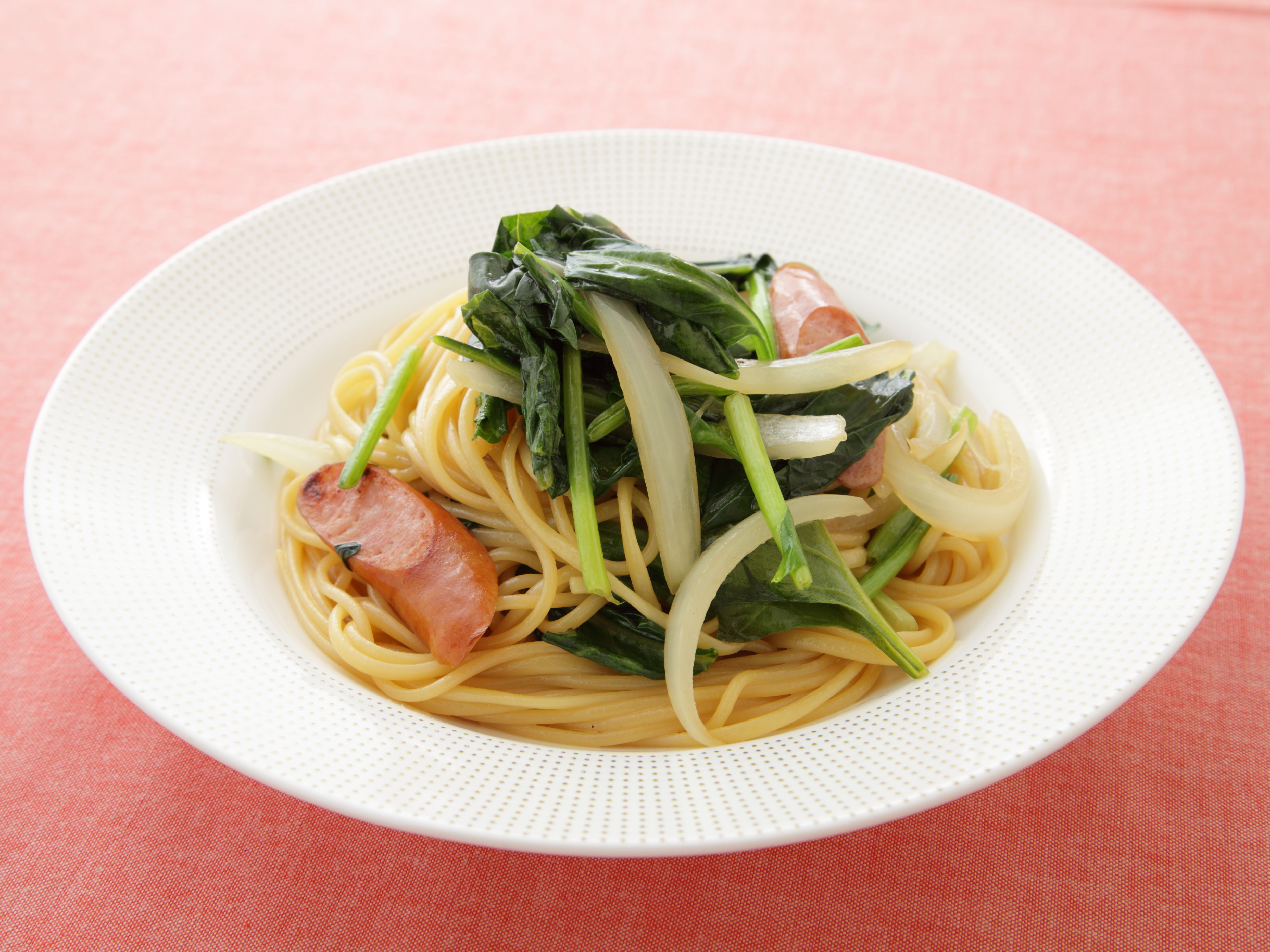 ほうれん草とウインナーのぽんパスタ