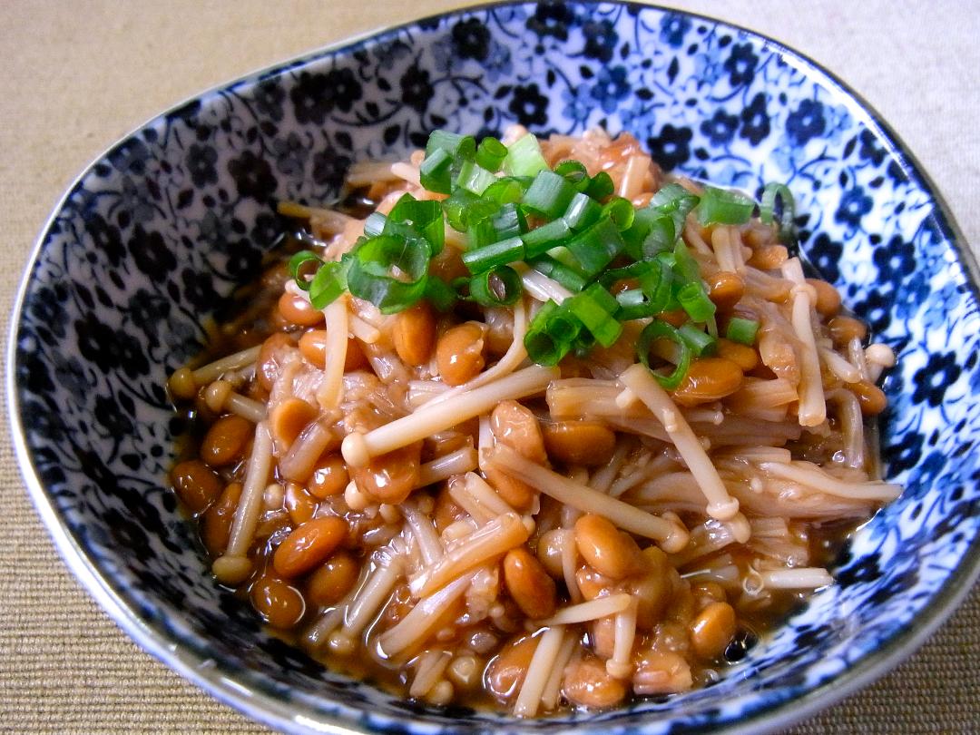 えのきと納豆の醤油煮　納豆入りなめ茸風