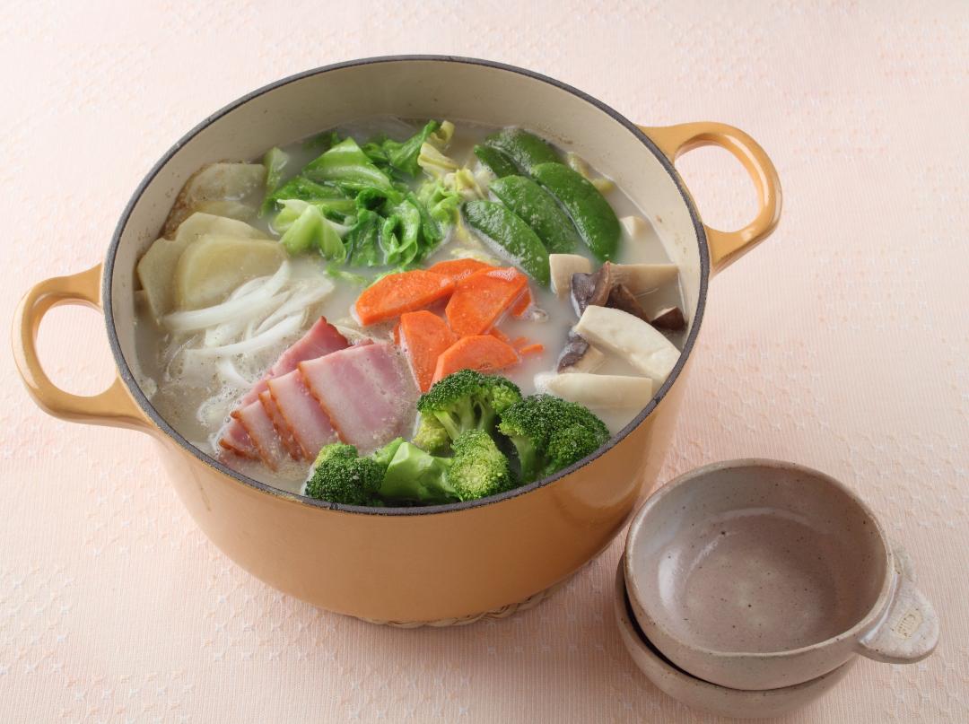 春野菜のごま豆乳鍋（野菜１／２日分）のレシピ・作り方