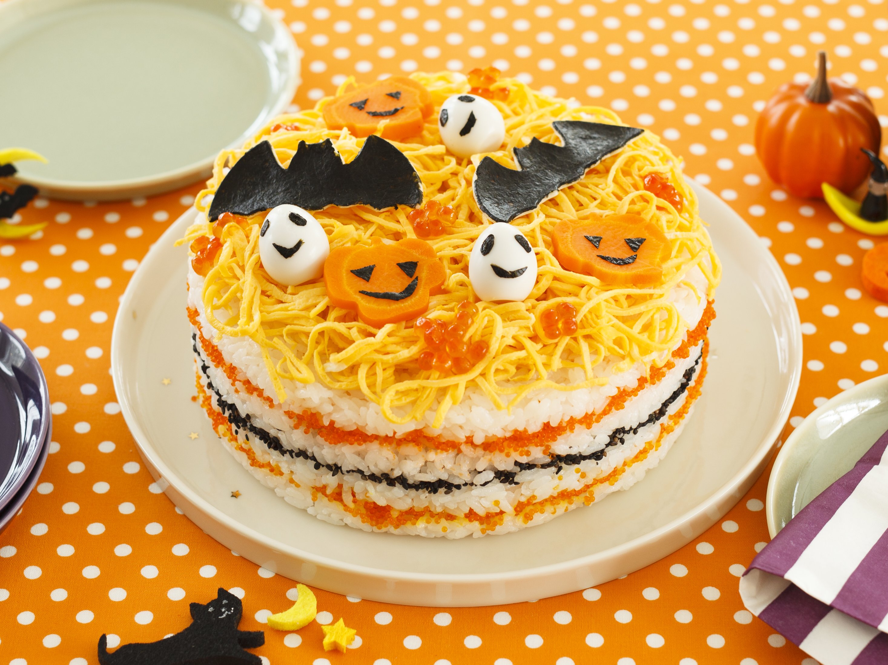 こうもりとかぼちゃのケーキすしのレシピ・作り方
