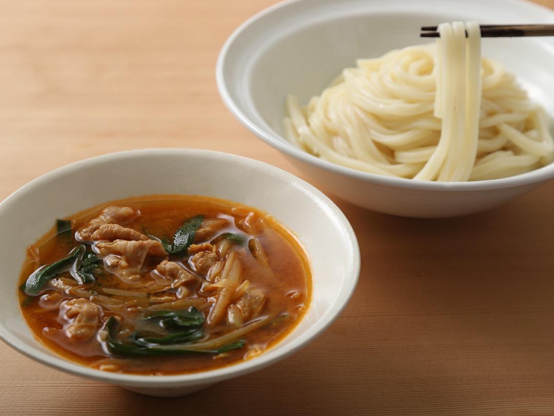 ニラ豚キムチつけうどんのレシピ・作り方