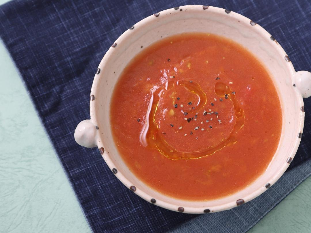 レンジでかんたん！まるごとトマトの和風スープ