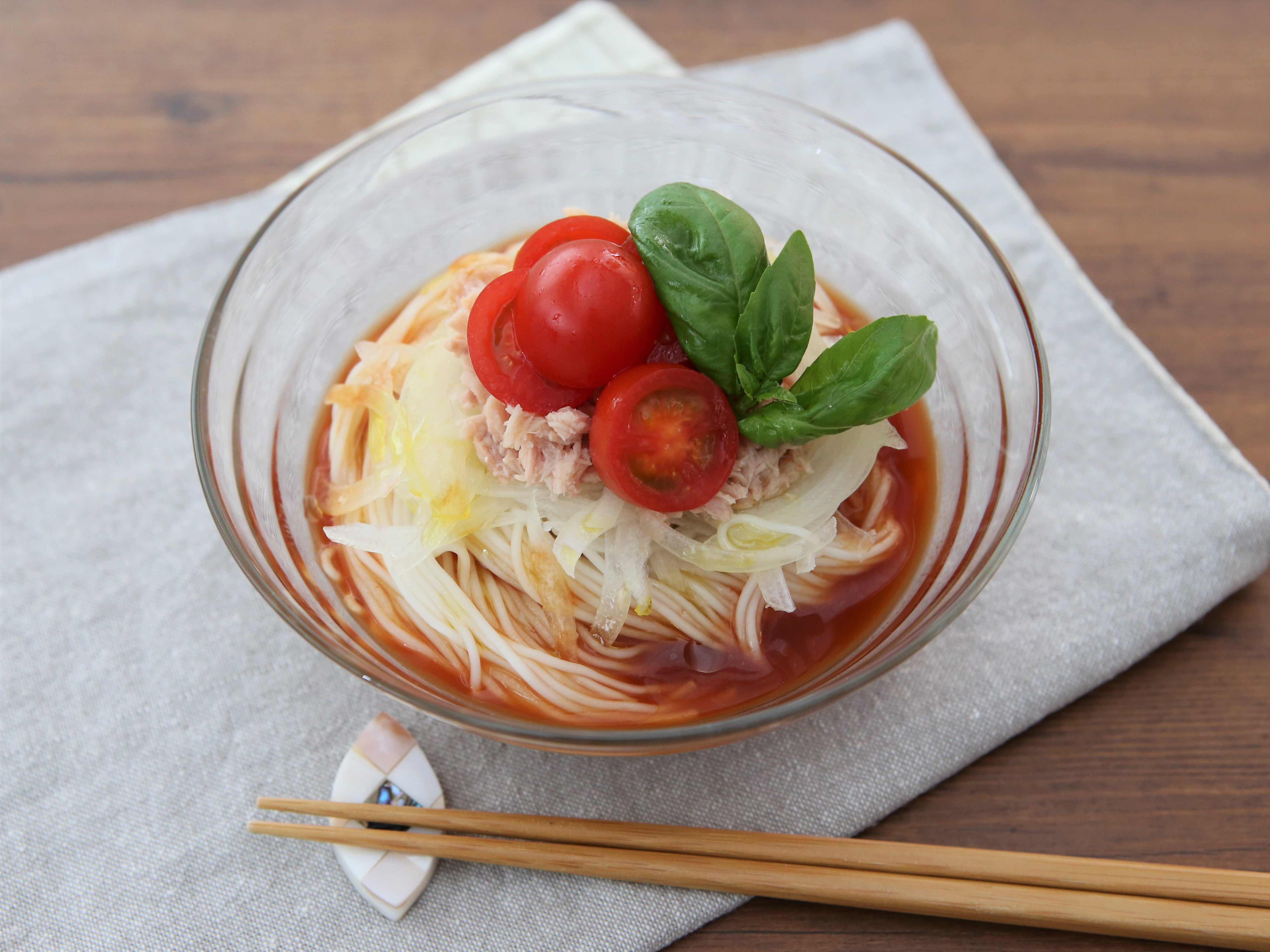 「かおりの蔵」とトマトジュースでカッペリーニ風そうめんのレシピ・作り方