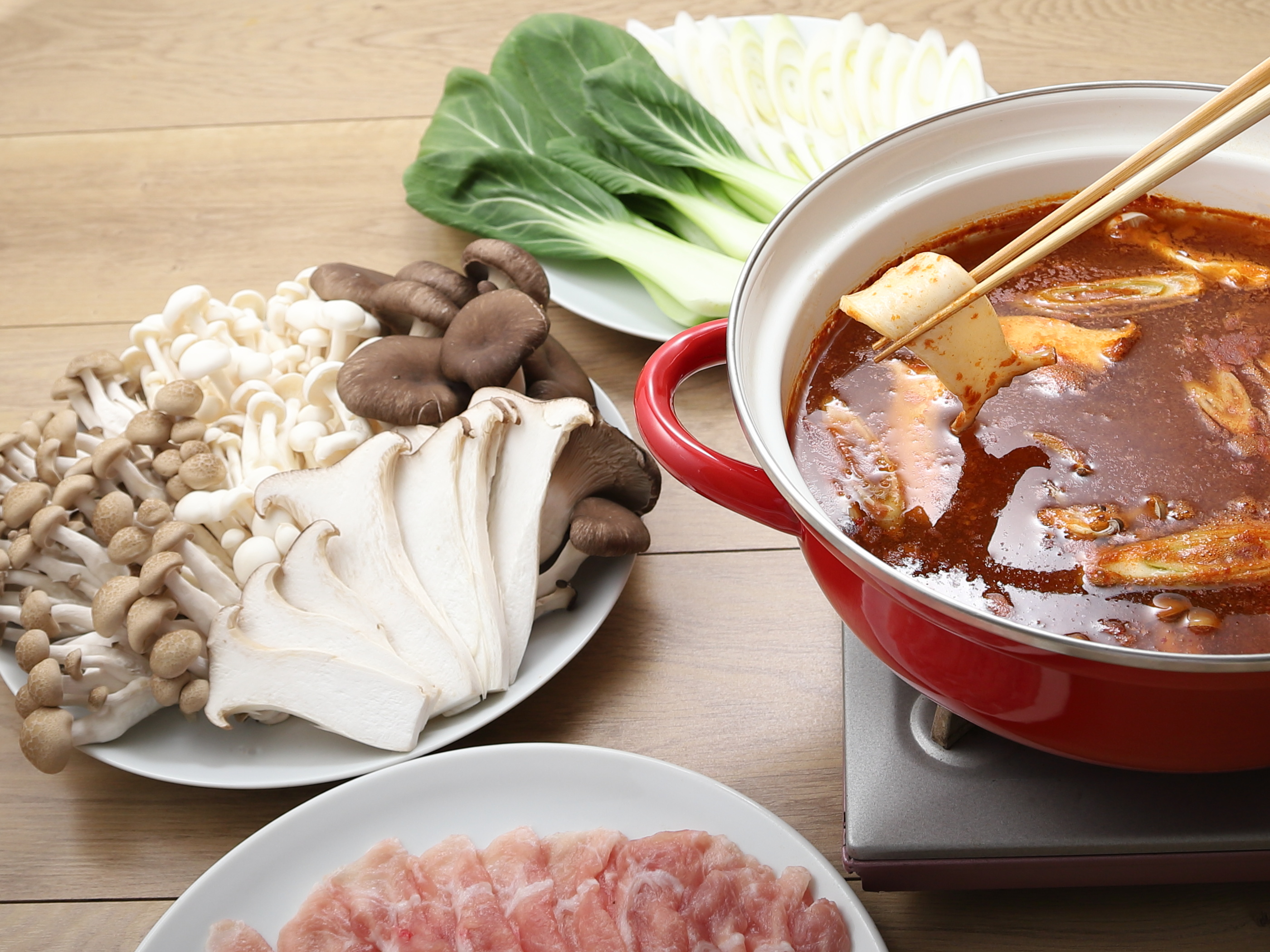 きのこを食べるキムチ味しゃぶのレシピ・作り方