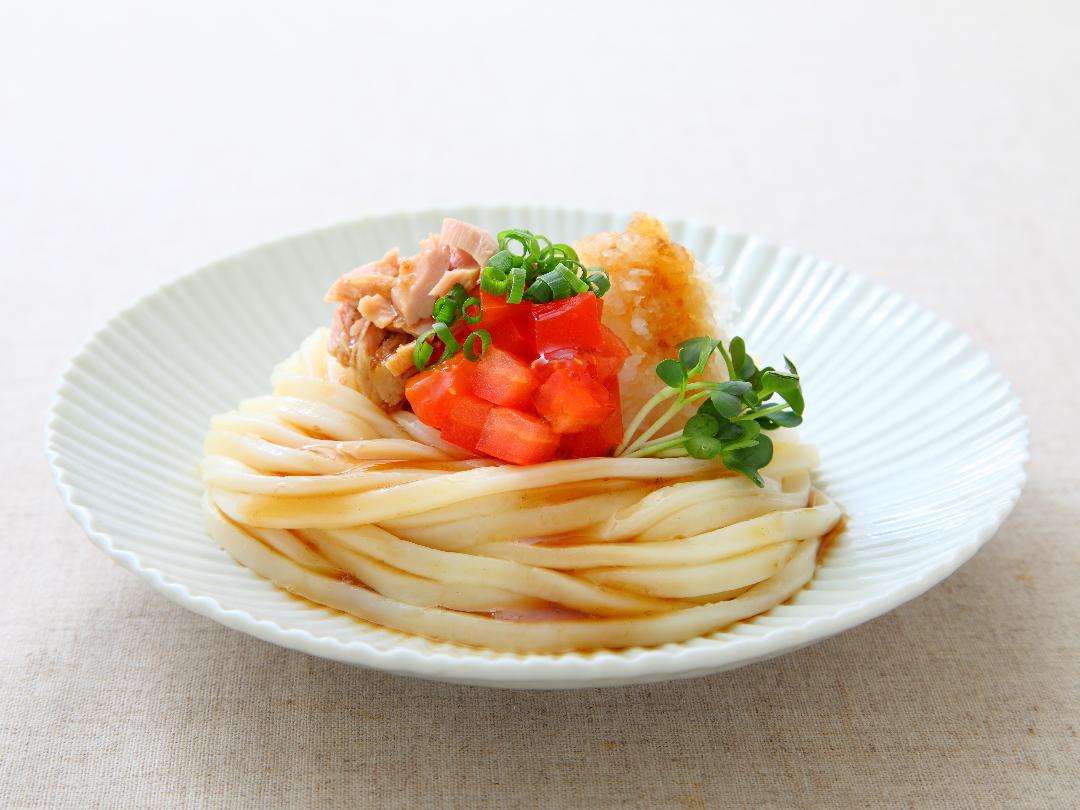 ツナとトマトのすだちうどん