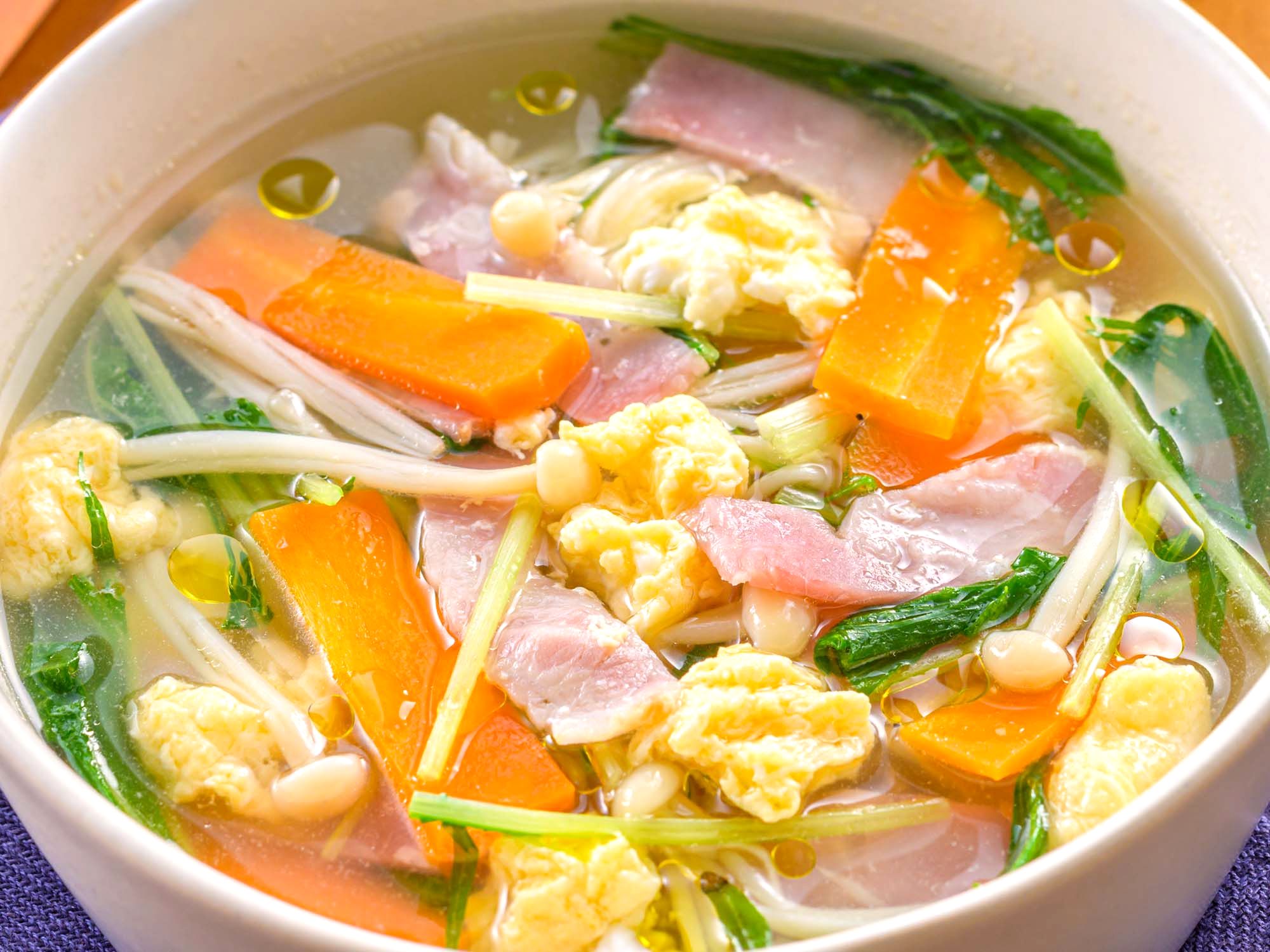 水菜とベーコンの洋風スープのレシピ・作り方