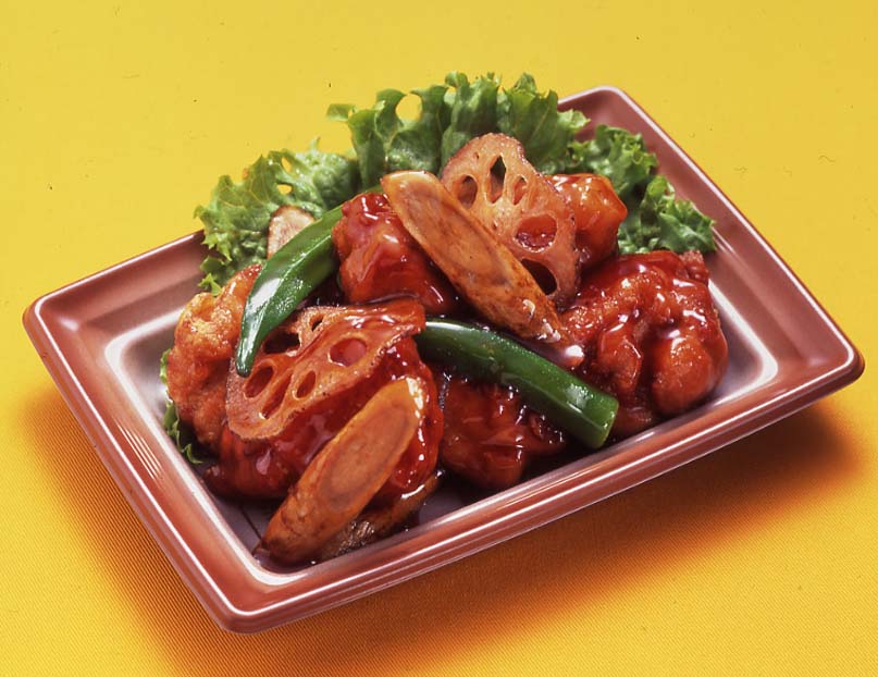 鶏と根菜の甘辛揚げ