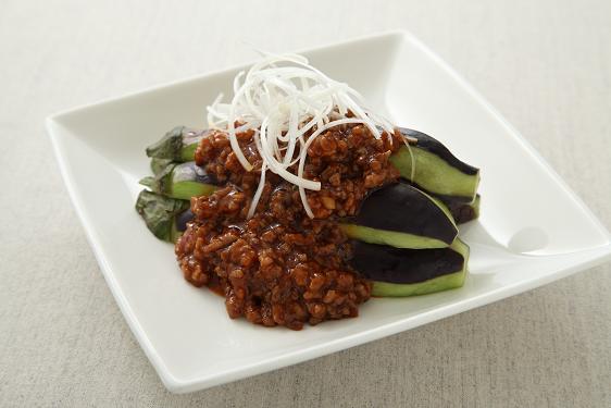 蒸しなすのチリそぼろあん