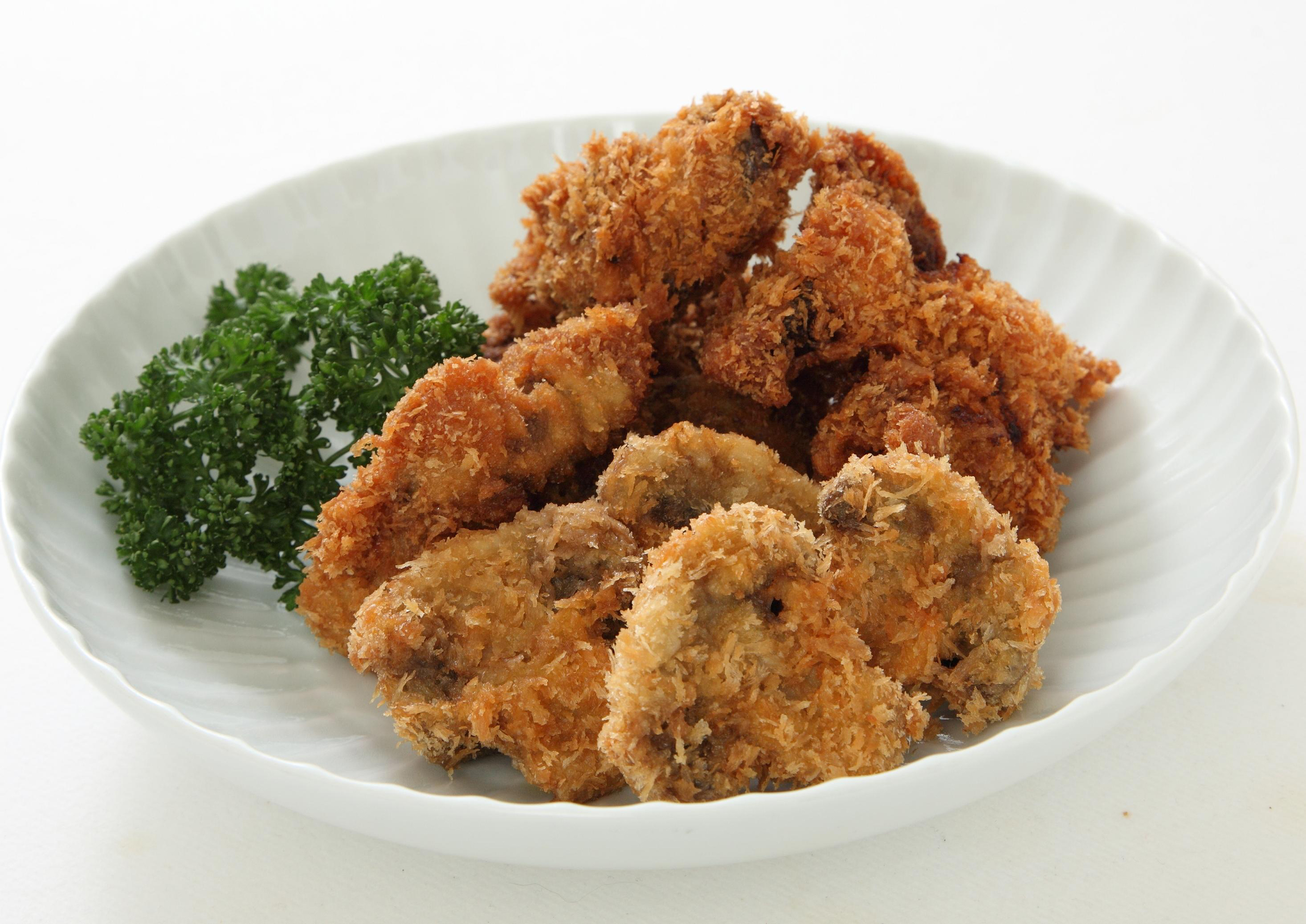 鶏レバカツとマッシュルーム揚げ