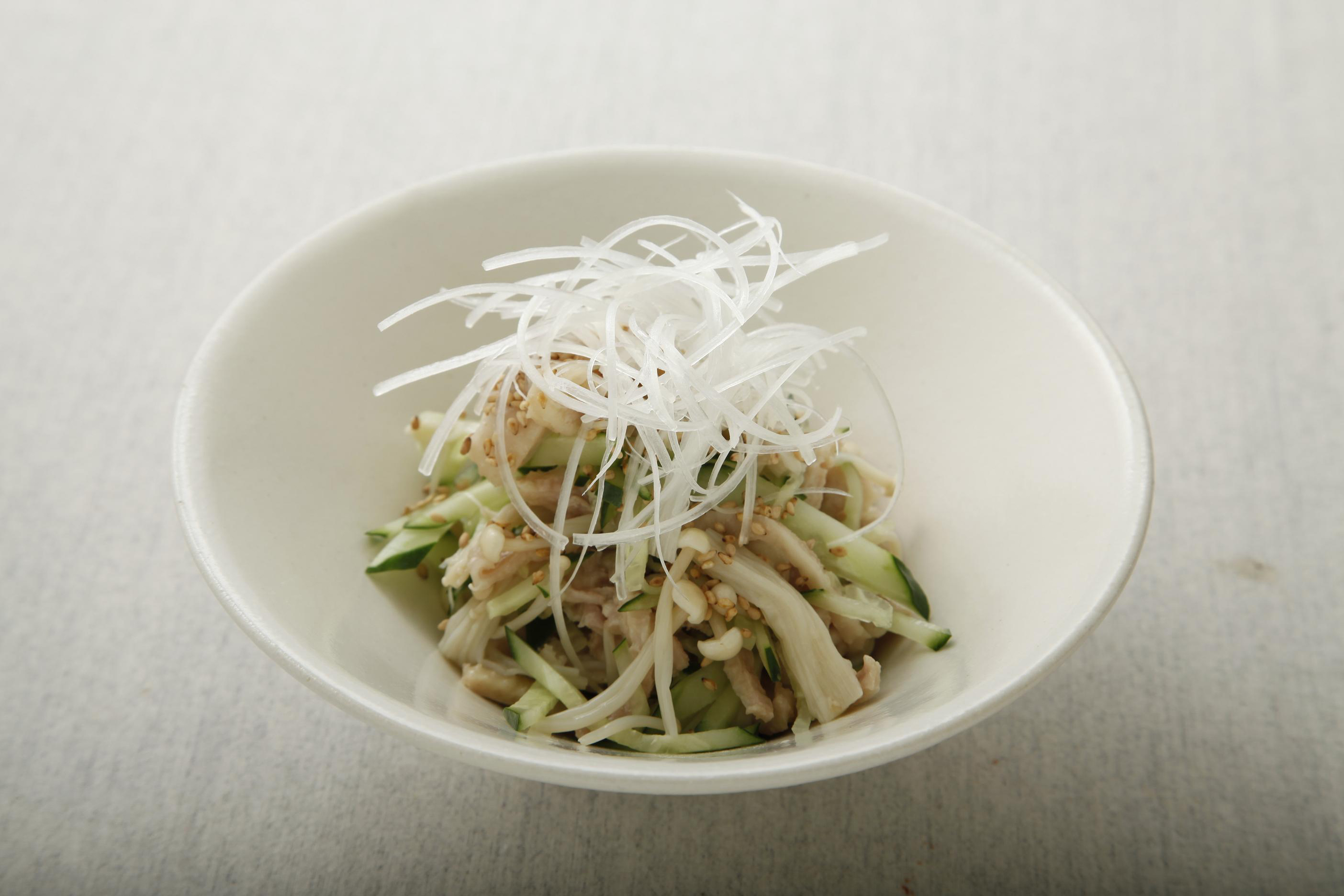 とり皮とえのきのぽん酢あえ