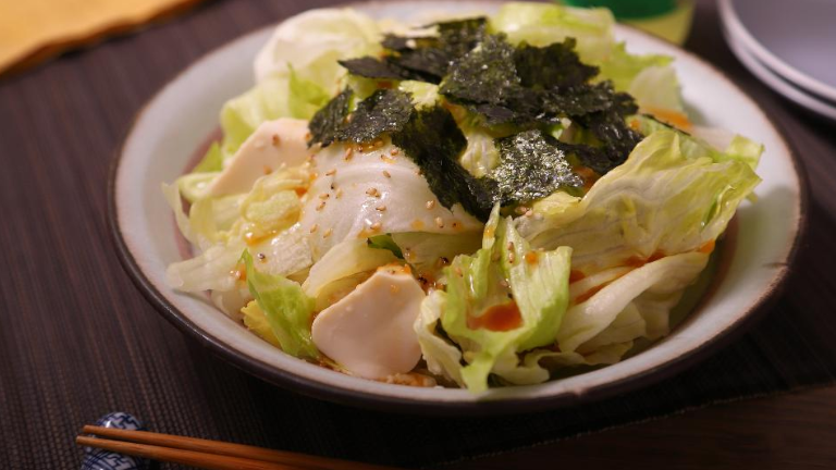 レタスと豆腐で即席チョレギサラダ