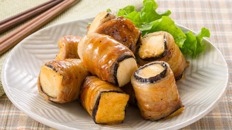 厚揚げの甘辛肉巻き