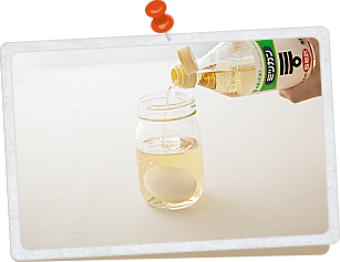 ミッション1 スケルトンたまごを作ろう 食べる実験 お酢のチカラ くらしプラ酢 ミツカングループ商品 メニューサイト