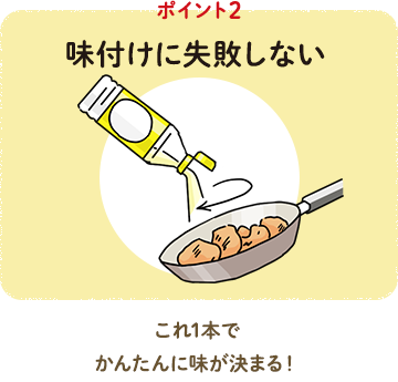 ポイント２ 味付けに失敗しない これ1本でかんたんに味が決まる！