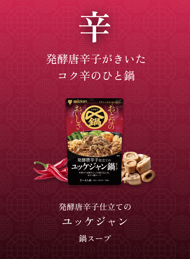 辛　発酵唐辛子がきいたコク辛のひと鍋　発酵唐辛子仕立てのユッケジャン鍋スープ