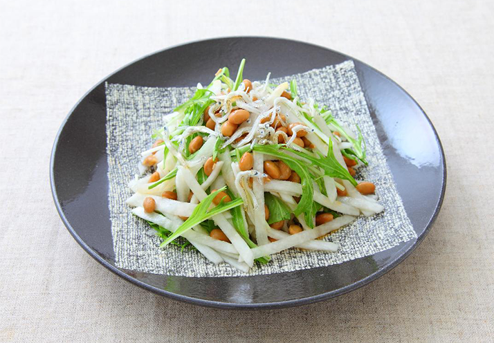 かぶと水菜の梅風味納豆サラダ
