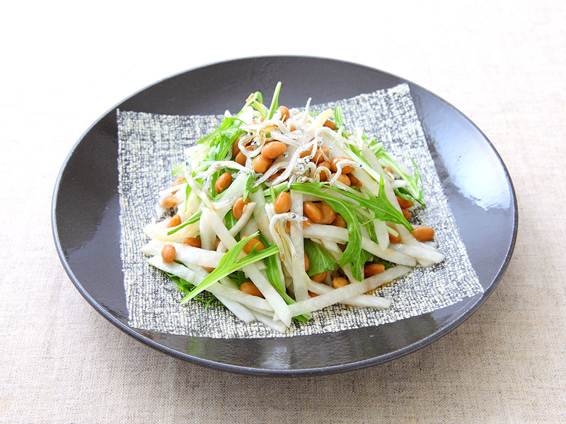 かぶと水菜の梅風味納豆サラダ