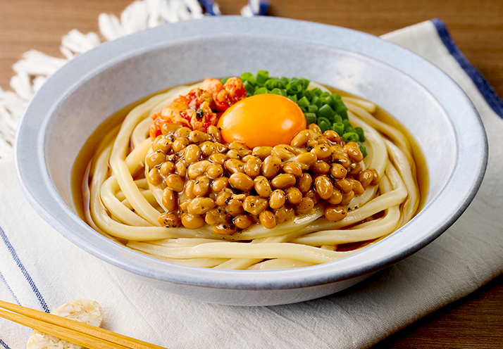 韓国海苔たれ納豆うどん