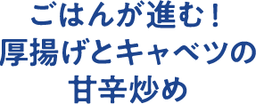 ごはんが進む！厚揚げとキャベツの甘辛炒め