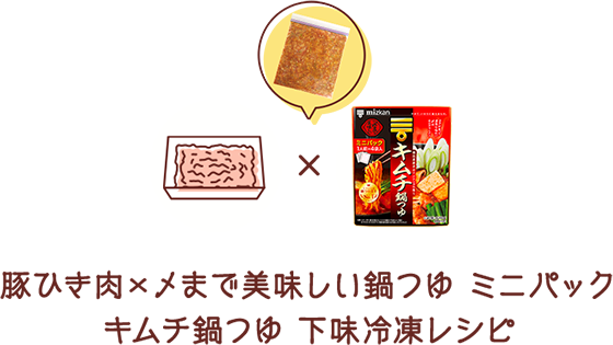 豚ひき肉×こなべっち キムチ鍋つゆ下味冷凍レシピ